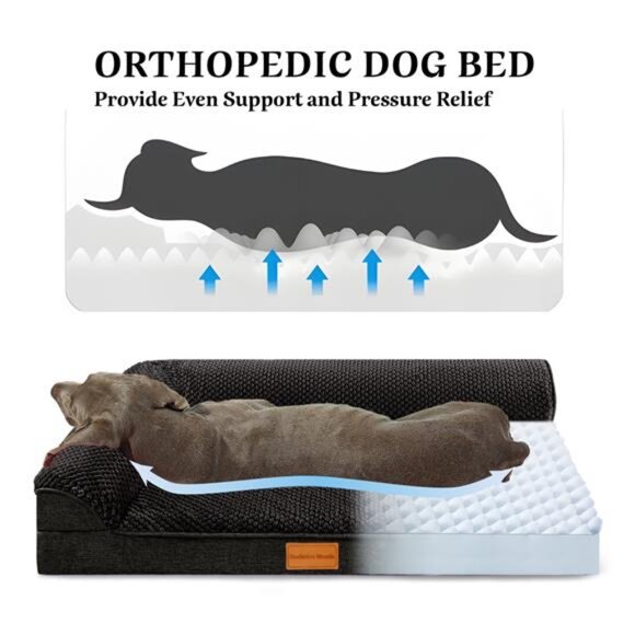 Orthopedic Pet Bed  Dogs, 30"X20"  Waterproof L Shaped Dog Bed Washable Cover - Picture 4 of 7
